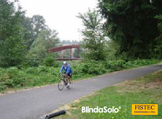 Imagem de um Ciclista utilizando a Ciclovia em campo aberto